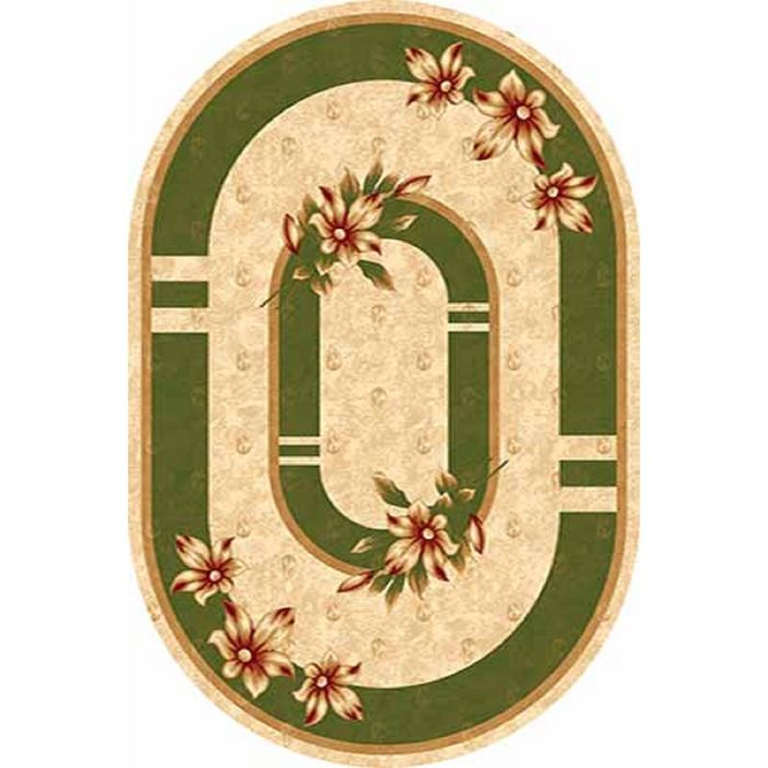 Ковёр Карвинг Хит-сет KAMEA d048, 3*5 м, овал, CREAM-GREEN
