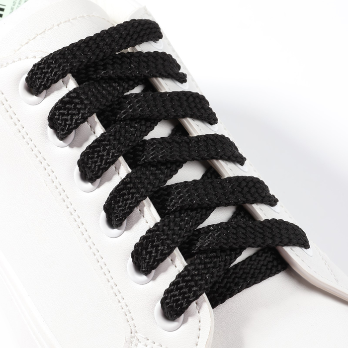 Шнурки для обуви, плоские, 8 мм, 70 см, цвет чёрный