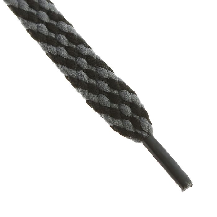 Шнурки для обуви плоские, 8мм, 80см, цвет чёрно-серый