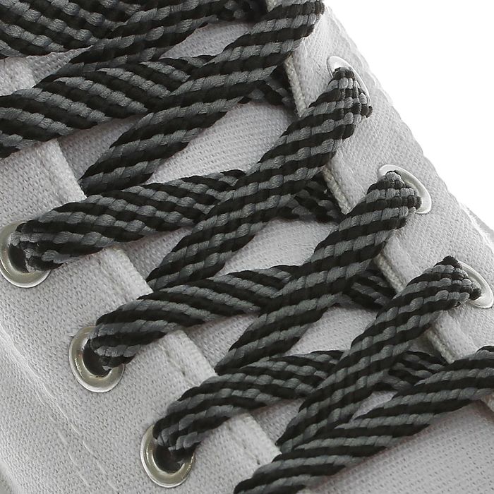 Шнурки для обуви, плоские, 8 мм, 90 см, пара, цвет чёрно-серый