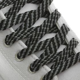 Шнурки для обуви, плоские, 8 мм, 100 см, пара, цвет чёрно-серый Ош