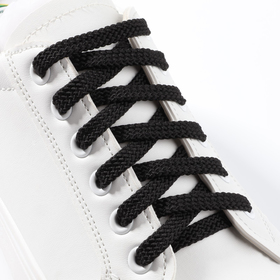 Шнурки для обуви, плоские, 8 мм, 120 см, пара, цвет чёрный