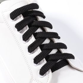 Шнурки для обуви, плоские, 8 мм, 130 см, пара, цвет чёрный