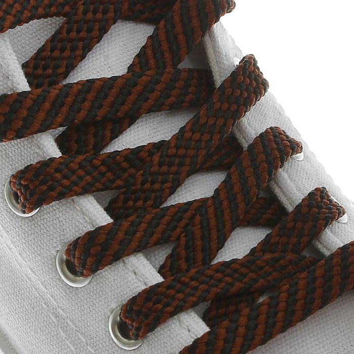 Шнурки для обуви плоские, 8 мм, 130 см, пара, цвет чёрно-коричневый