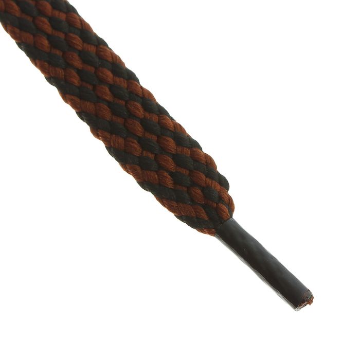 Шнурки для обуви плоские, 8мм, 130см, цвет чёрно-коричневый