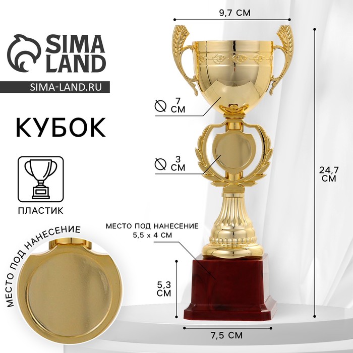 

Кубок 081, наградная фигура, золото, подставка пластик, 24,7 х 9,7 х 7,5 см.