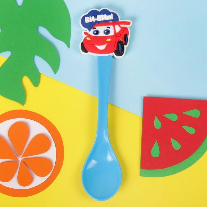 Ложка детская пластиковая «Би-бип» с резиновым элементом, от 5 мес.