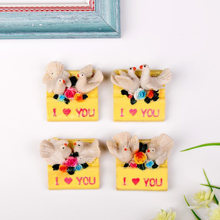 Магнит "2 голубя признание в любви" МИКС