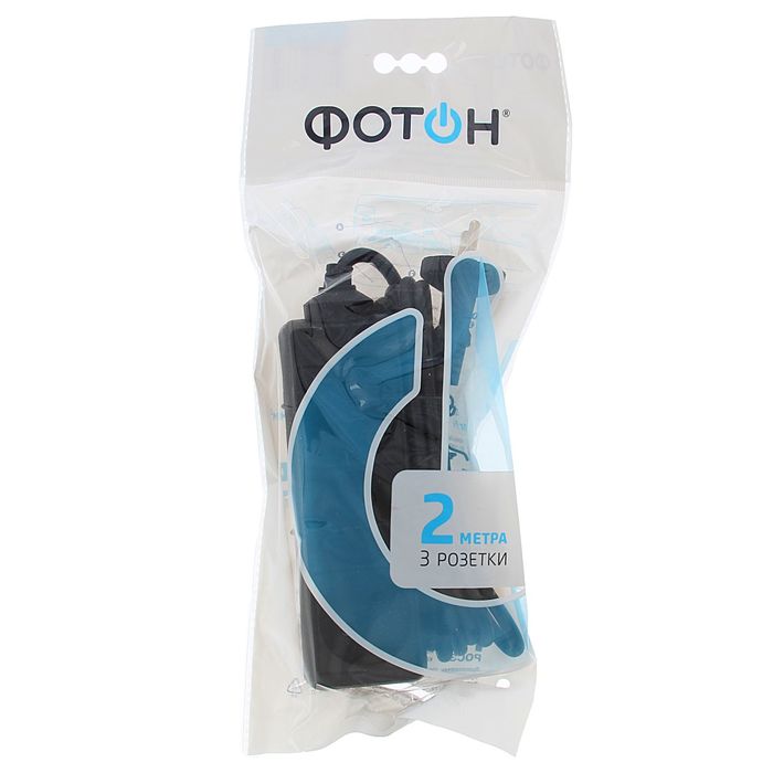 Удлинитель «Фотон», трехместный, 2 м, 10 А, 250 В, черный