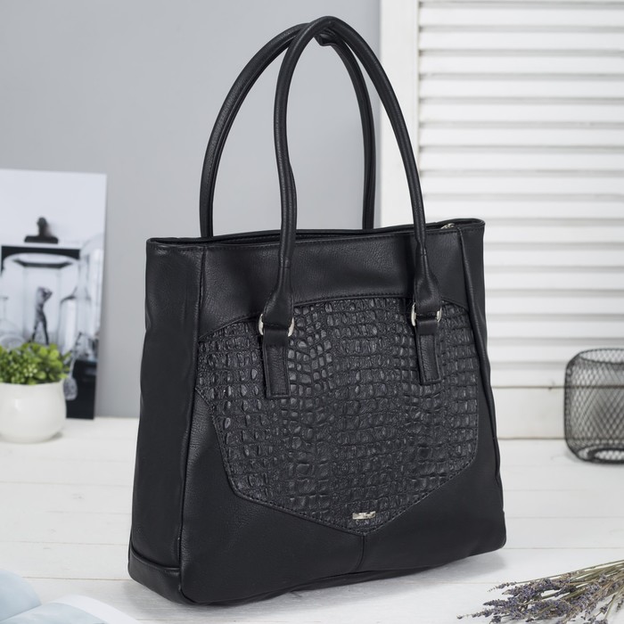 Сумка женская на молнии, 1 отдел, наружный карман, чёрная