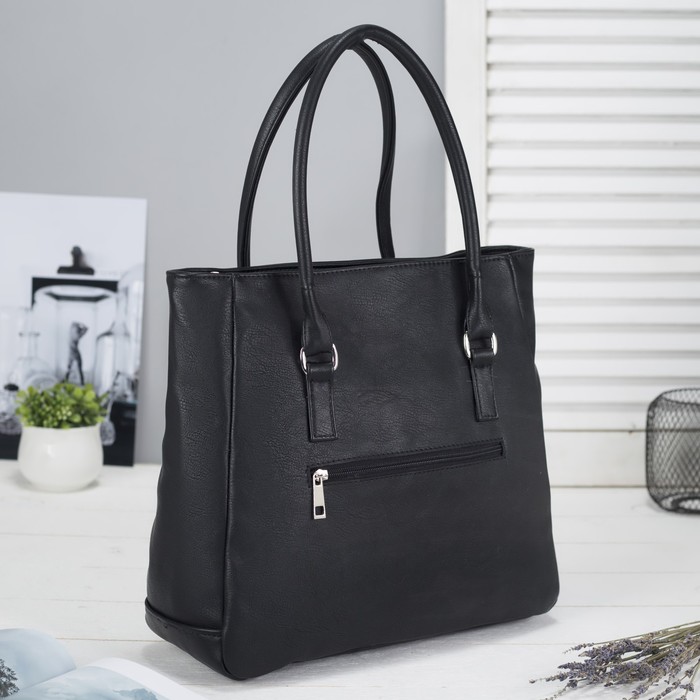 Сумка женская на молнии, 1 отдел, наружный карман, чёрная