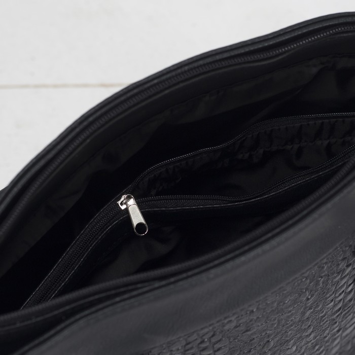 Сумка женская на молнии, 1 отдел, наружный карман, чёрная