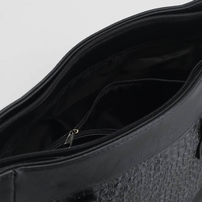 Сумка женская на молнии, 1 отдел, наружный карман, чёрная