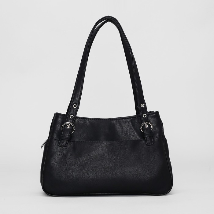 Сумка женская на молнии, 3 отдела, наружный карман, чёрная