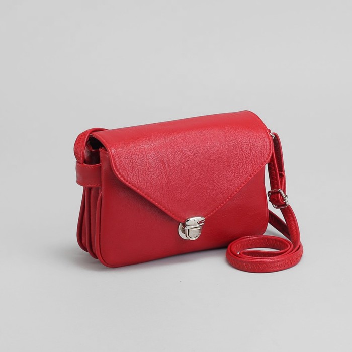 Сумка женская на молнии, 1 отдел, наружный карман, длинный ремень, красная