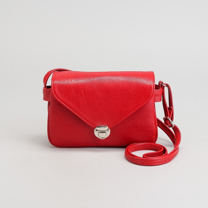 Сумка женская на молнии, 1 отдел, наружный карман, длинный ремень, красная