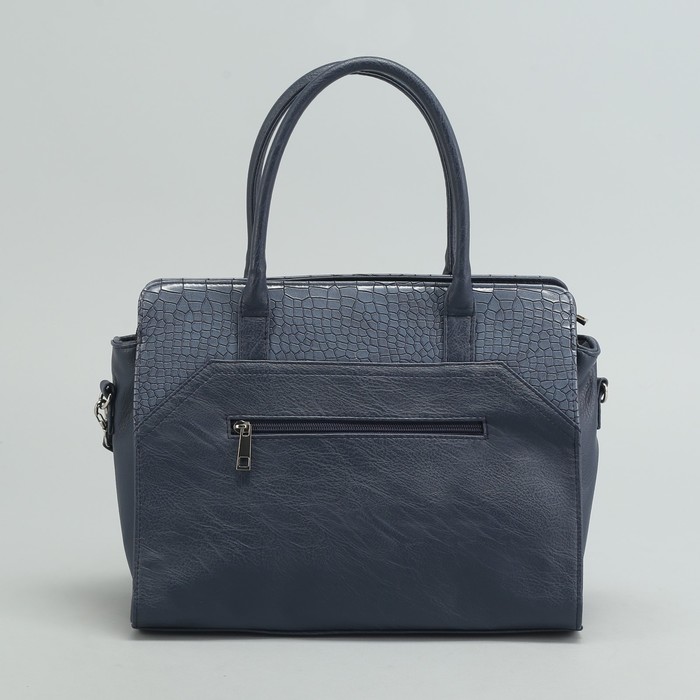 Сумка женская на молнии, 1 отдел с перегородкой, наружный карман, длинный ремень, синяя