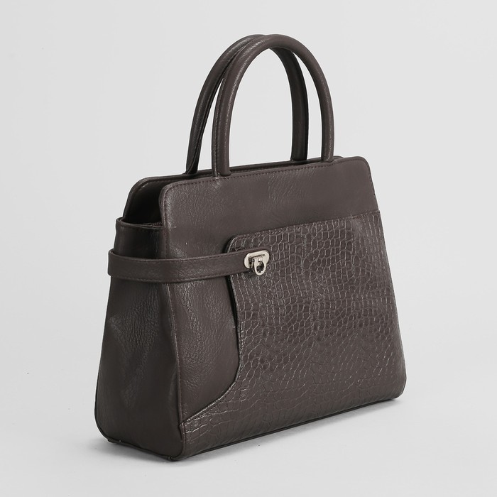 Сумка женская на молнии, 1 отдел с перегородкой, наружный карман, коричневая