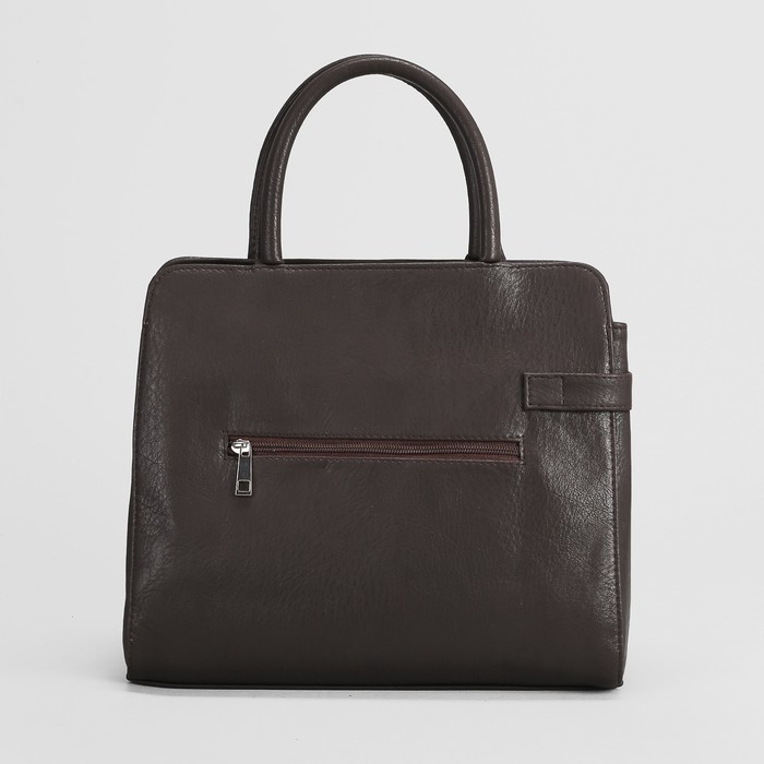 Сумка женская на молнии, 1 отдел с перегородкой, наружный карман, коричневая