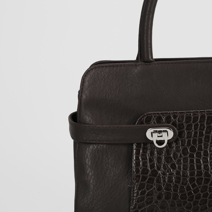 Сумка женская на молнии, 1 отдел с перегородкой, наружный карман, коричневая