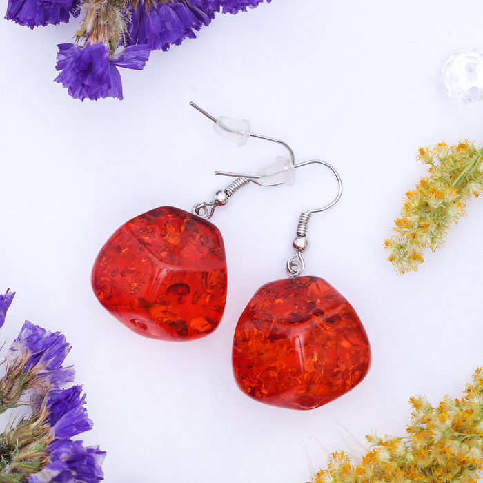 Серьги "Янтарь" галтовка средняя