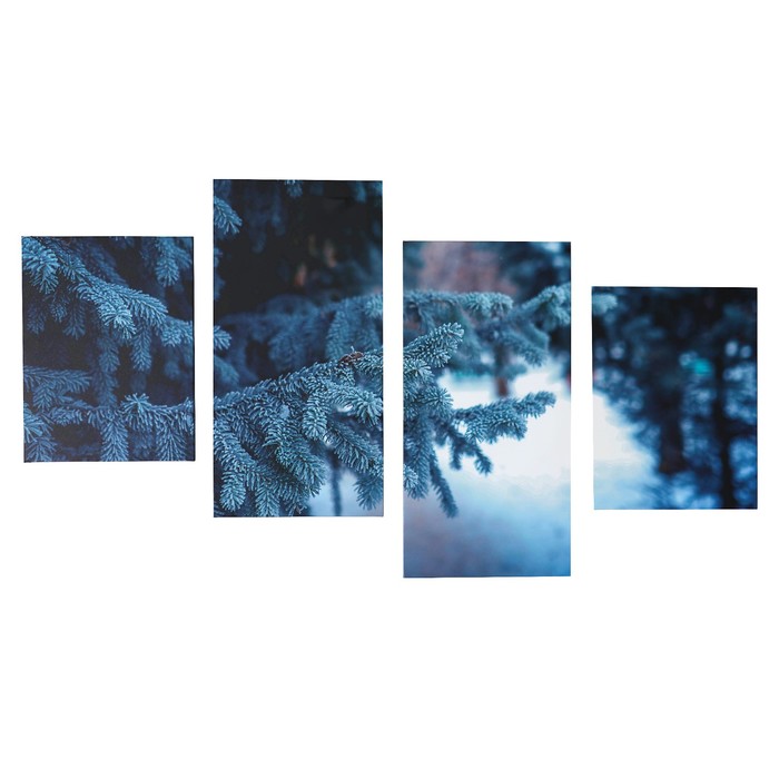 Модульная картина на подрамнике "Зимний лес", 2 шт. — 25×55 см, 2 шт. — 25×65 см, 25×75 см, 125×75 см