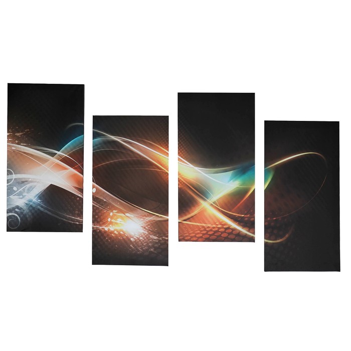 Модульная картина на подрамнике "Абстракция: волны", 4 шт. — 30×60 см 120×60 см