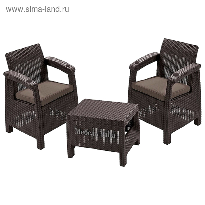 Комплект садовой мебели (2 кресла+ стол) Yalta Weekend, цвет венге стол yalta kvatro 94х94 см цвет белый