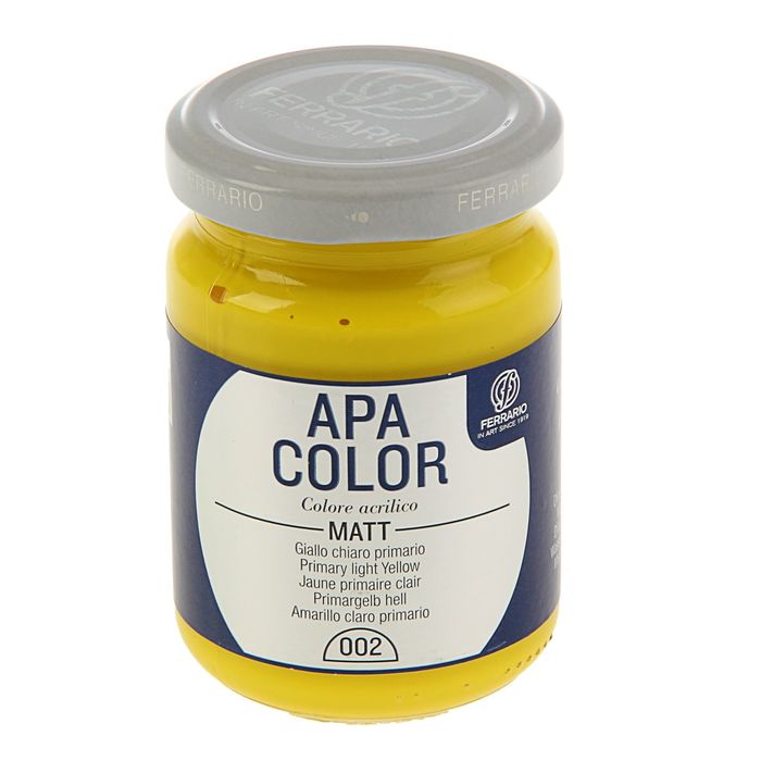 Краска акриловая художественная в стекле 150 мл Ferrario Апа Колор №02 светло-жёлтый BA0095AO02