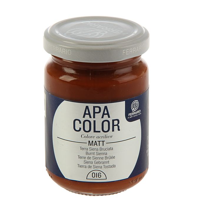 Краска акриловая художественная в стекле 150 мл Ferrario Апа Колор №16 жжёная сиена BA0095AO16