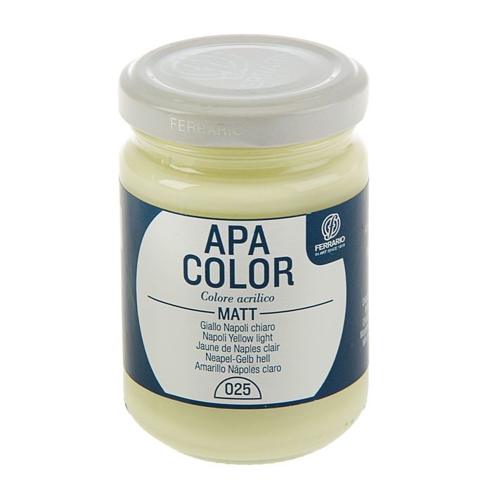 Краска акриловая художественная в стекле 150 мл Ferrario Апа Колор №25 неаполитанский светлый-желтый BA0095AO25