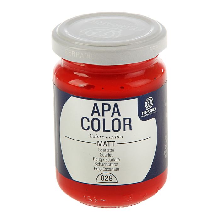 Краска акриловая художественная в стекле 150 мл Ferrario Апа Колор №28 красный скарлет BA0095AO28