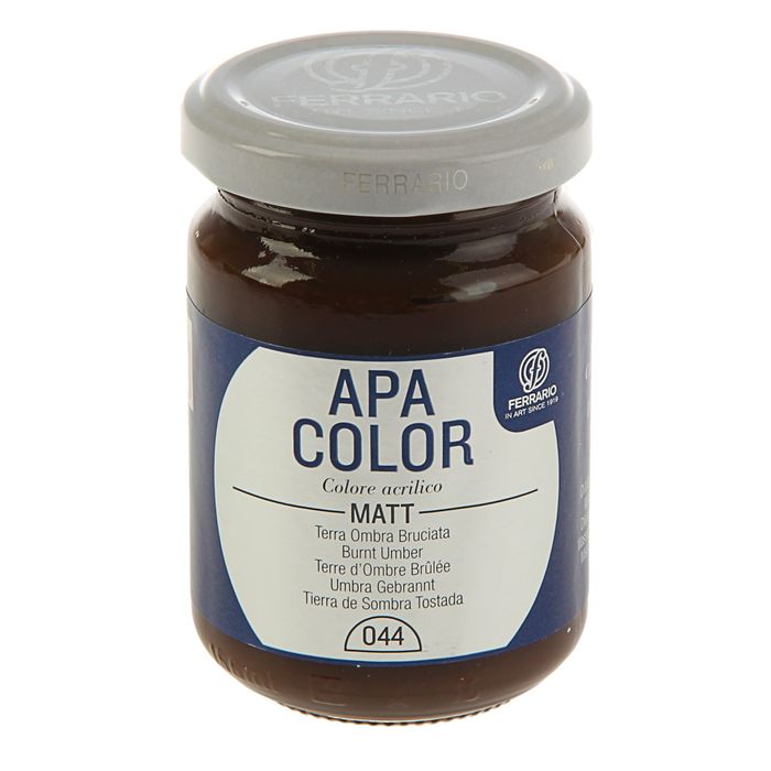 Краска акриловая художественная в стекле 150 мл Ferrario Апа Колор №44 жжёная умбра BA0095AO44
