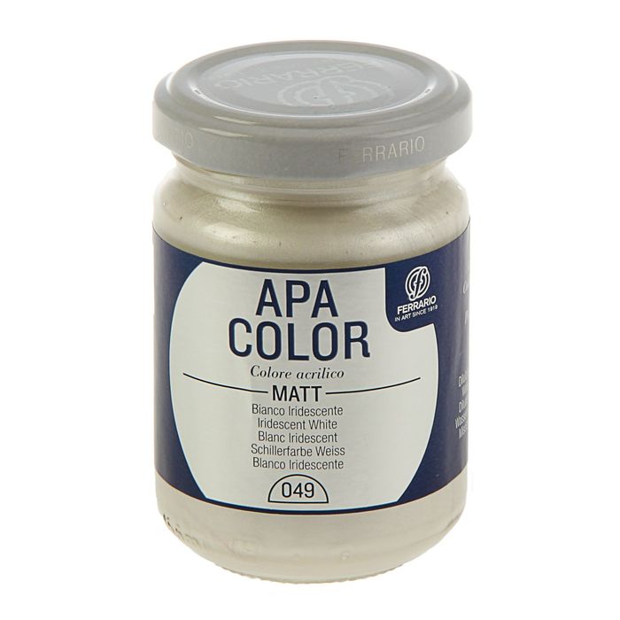 Краска акриловая художественная в стекле 150 мл Ferrario Апа Колор №49 белый переливающийся BA0095AO49
