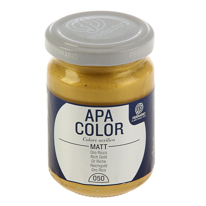 Краска акриловая художественная Metallic в стекле 150 мл Ferrario АПА КОЛОР №50 богатое золото BA0095AO50