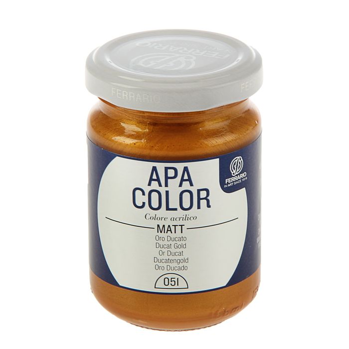 Краска акриловая художественная Metallic в стекле 150 мл Ferrario АПА КОЛОР №51 дукатное золото BA0095AO51