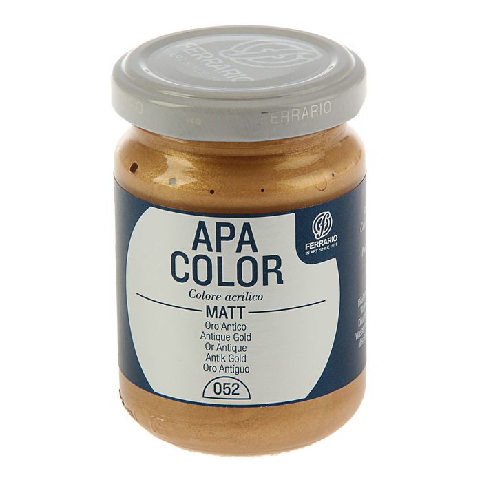 Краска акриловая художественная Metallic в стекле 150 мл Ferrario АПА КОЛОР №52 Античное золото BA0095AO52