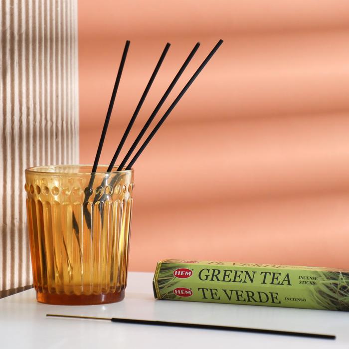Благовония HEM Green Tea. Зеленый Чай, 20 палочек в упаковке, шестигранник