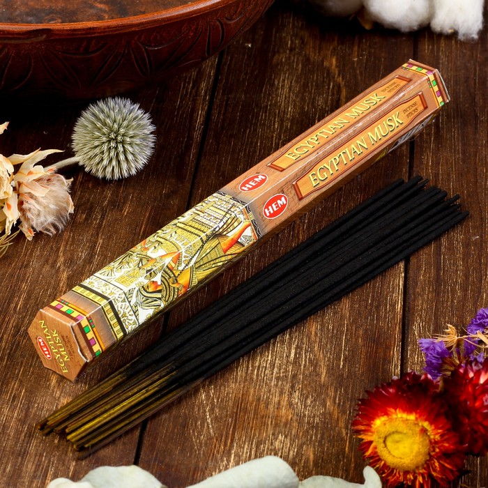Благовония шестигранник HEM Egyptian Musk Египетский Мускус 20 палочек в упаковке