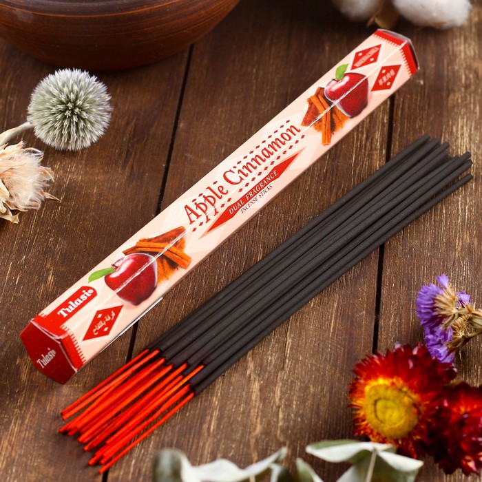 Благовония шестигранник Sarathi Яблоко Корица Apple Cinnamon 20 палочек в упаковке