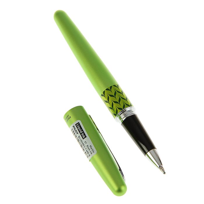 Ручка-роллер MetallicLight green&MarbleRing, узел 0.7 мм, чёрная, зелёный корпус, в футляре + подарочный пакет