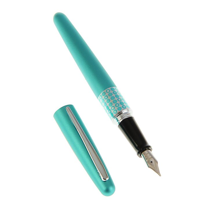 Ручка перьевая Metallic Light blue & Dots Ring, чернила синие, голубой корпус, в футляре + подарочный пакет