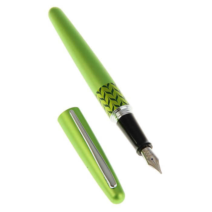 Ручка перьевая MetallicLight green&MarbleRing, чернила синие, светло-зеленый корпус, в футляре + подарочный пакет