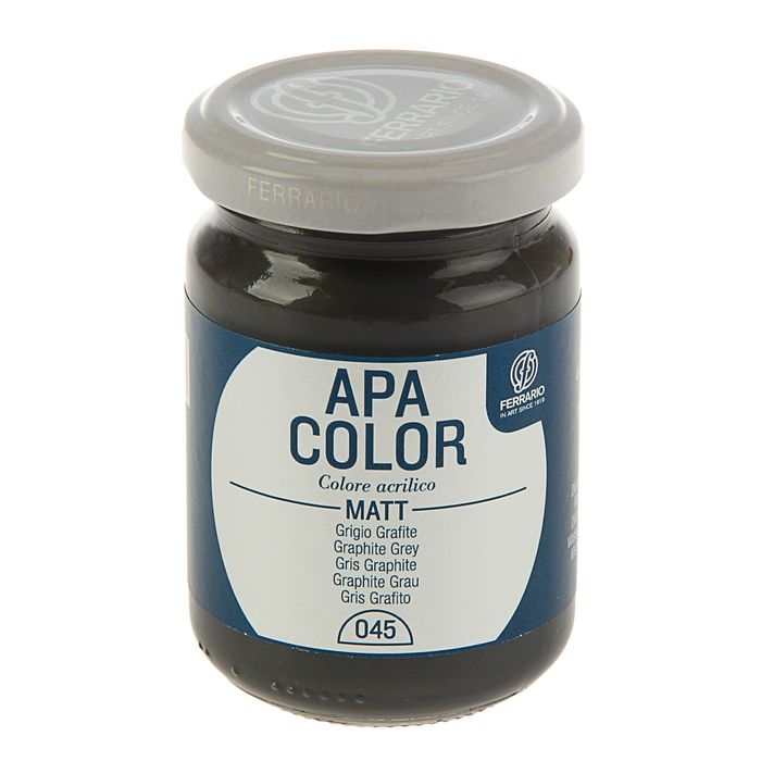Краска акриловая художественная в стекле 150 мл Ferrario Апа Колор №45 серый графит BA0095AO45