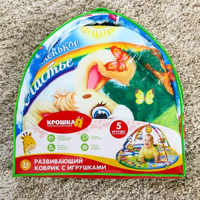 Коврик развивающий «Наше счастье», 85х85 см, дуги, 5 игрушек