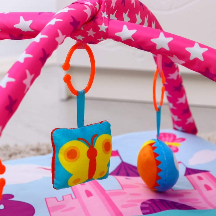Коврик развивающий «Принцесса», 75х75 см, дуги, 5 игрушек
