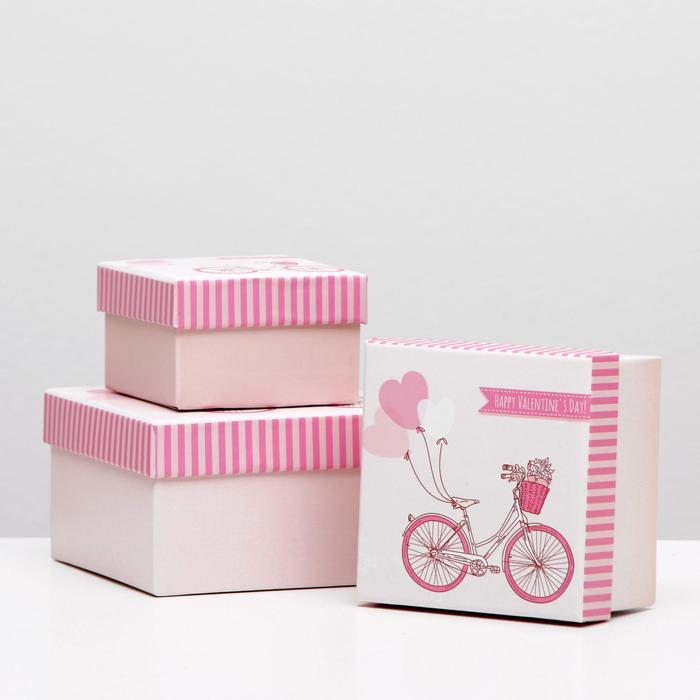 Набор коробок 3в1 "Велосипед", 13 х 13 х 7,5 - 9 х 9 х 5,5 см