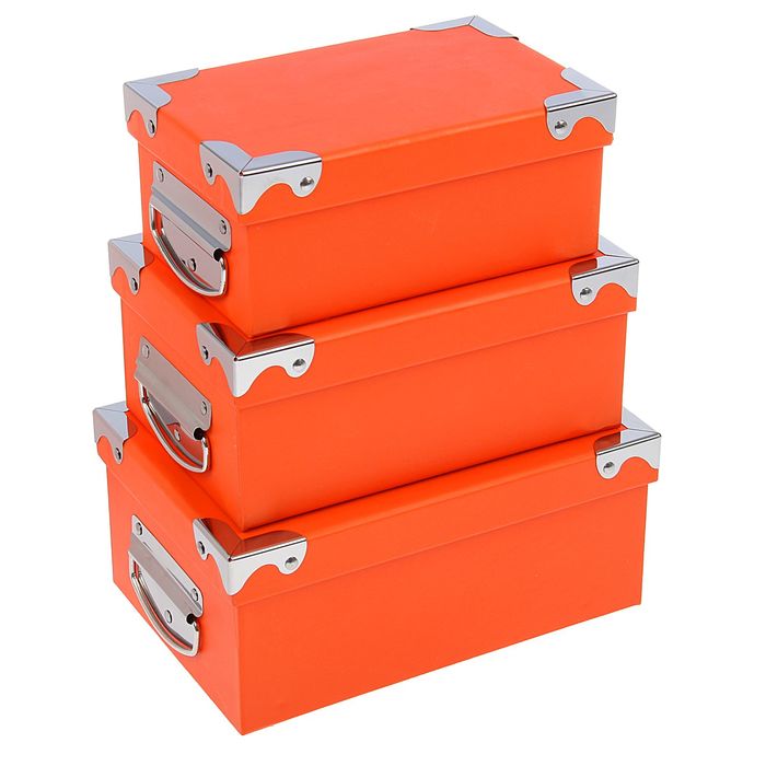 Набор коробок 3в1, оранжевый, 22 х 15 х 9,5 - 18 х 12 х 8 см