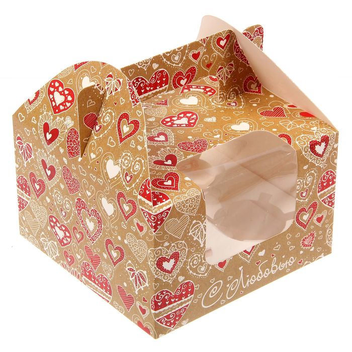 Коробочка для кексов «С любовью», 16 х 16 х 10 см