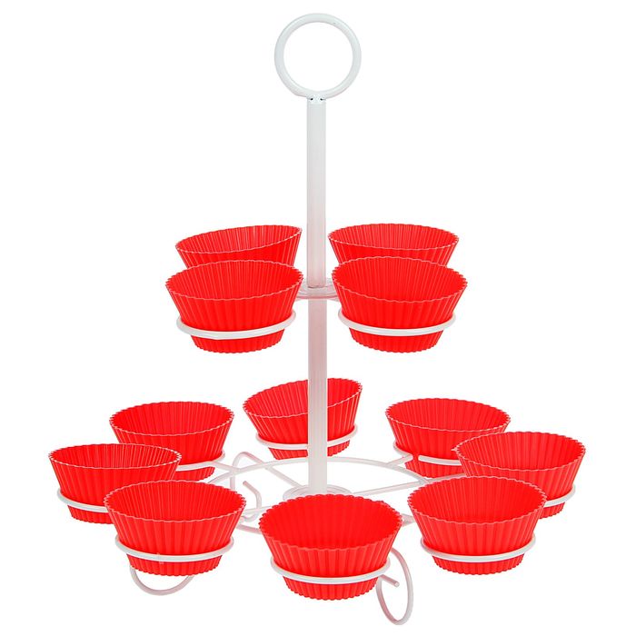 Подставка для пирожных 28x30,5 см с силиконовыми формами "Цветок"